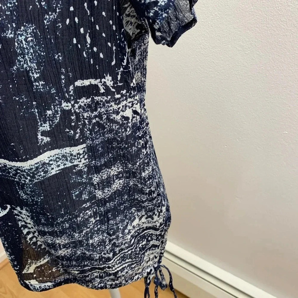 Lucky Brand Woman Small Blue White Short Sleeve Cotton Gauzy Beachy Travel k4 - Picture 4 of 8